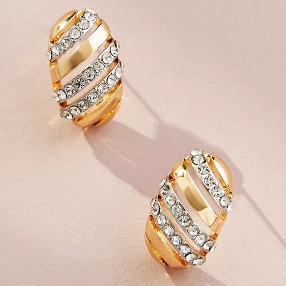 Anthropologie The Restored Vintage Collection: Pavé Striped Earrings - Picture 2 of 7